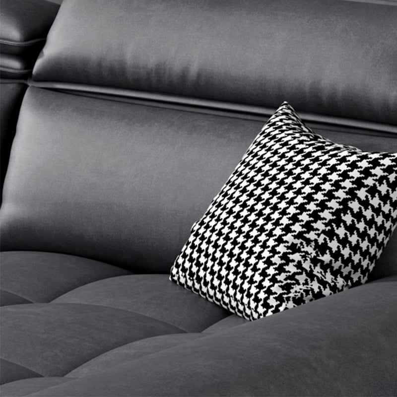 Modern 39.3"H Faux Leather Pillow Top Arm Sofa & Chaise for Living Room Clearhalo 'furn' 'furn_sectionals' 'Furniture' 'Living Room Furniture' 'Sectionals' 5484642