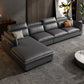 Contemporary Pillow Top Arm Sofa & Chaise Sewn Pillow Back Sofa