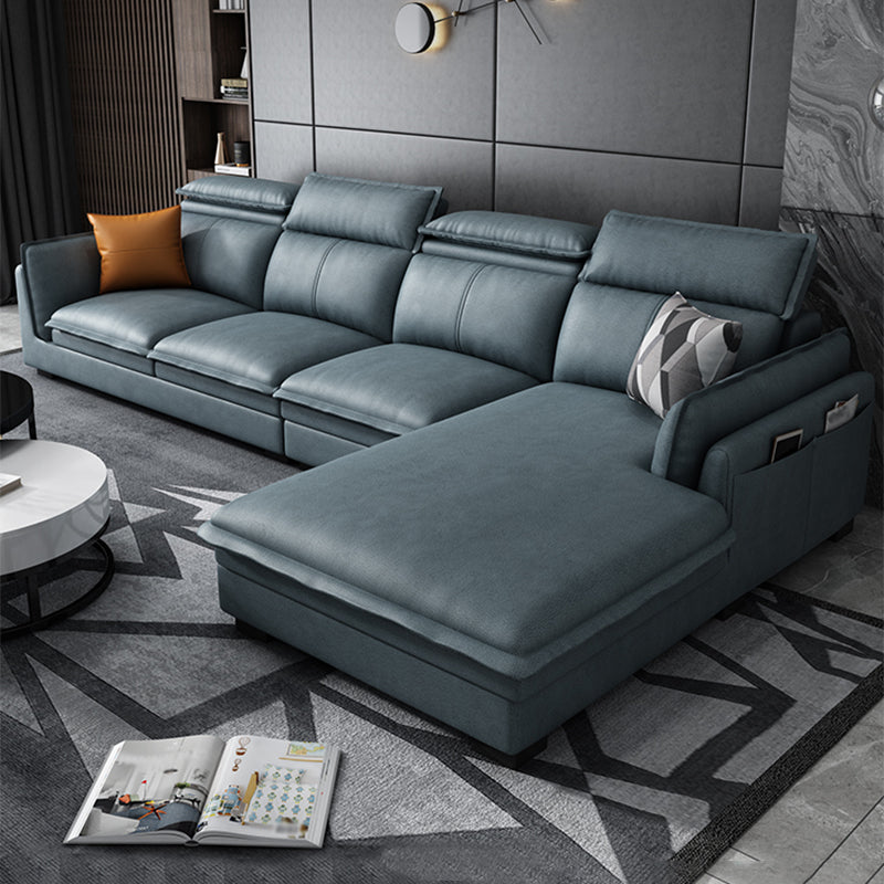 Contemporary Pillow Top Arm Sofa & Chaise Sewn Pillow Back Sofa