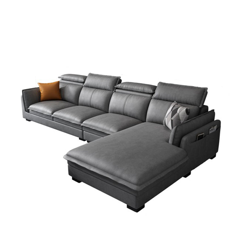 Contemporary Pillow Top Arm Sofa & Chaise Sewn Pillow Back Sofa