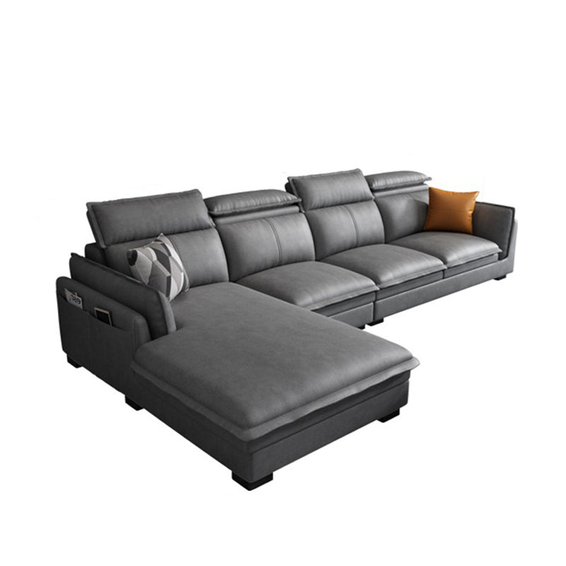 Contemporary Pillow Top Arm Sofa & Chaise Sewn Pillow Back Sofa