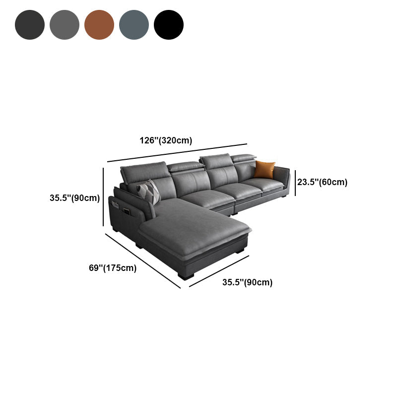 Contemporary Pillow Top Arm Sofa & Chaise Sewn Pillow Back Sofa
