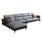 Flared Arm Sofa & Chaise Modern Faux Leather Sofa in Dark Grey 142"L x 67"W x 35"H Left Clearhalo 'furn' 'furn_sectionals' 'Furniture' 'Living Room Furniture' 'Sectionals' 5484687