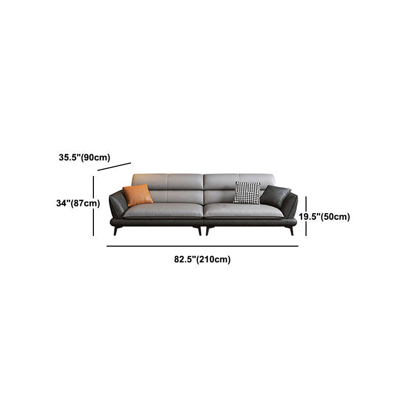 Flared Arm Sofa & Chaise Modern Faux Leather Sofa in Dark Grey Clearhalo 'furn' 'furn_sectionals' 'Furniture' 'Living Room Furniture' 'Sectionals' 5484698