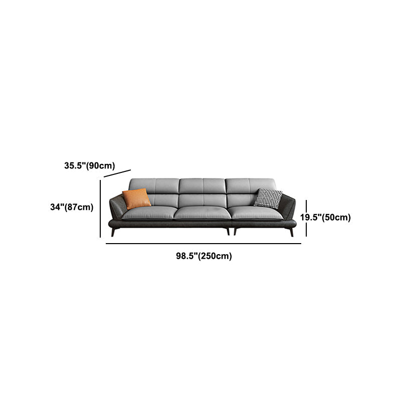 Flared Arm Sofa & Chaise Modern Faux Leather Sofa in Dark Grey Clearhalo 'furn' 'furn_sectionals' 'Furniture' 'Living Room Furniture' 'Sectionals' 5484699