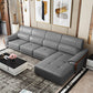 Nordic Style Sofa Bed Leather in Beige/grey/beige Cushioned Back Sofa