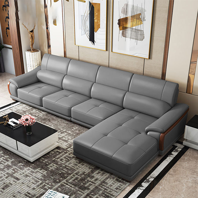 Nordic Style Sofa Bed Leather in Beige/grey/beige Cushioned Back Sofa