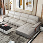Nordic Style Sofa Bed Leather in Beige/grey/beige Cushioned Back Sofa