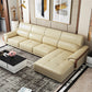 Nordic Style Sofa Bed Leather in Beige/grey/beige Cushioned Back Sofa