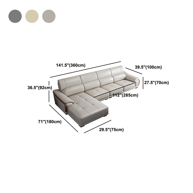 Nordic Style Sofa Bed Leather in Beige/grey/beige Cushioned Back Sofa