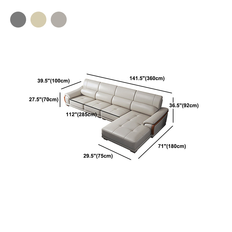Nordic Style Sofa Bed Leather in Beige/grey/beige Cushioned Back Sofa