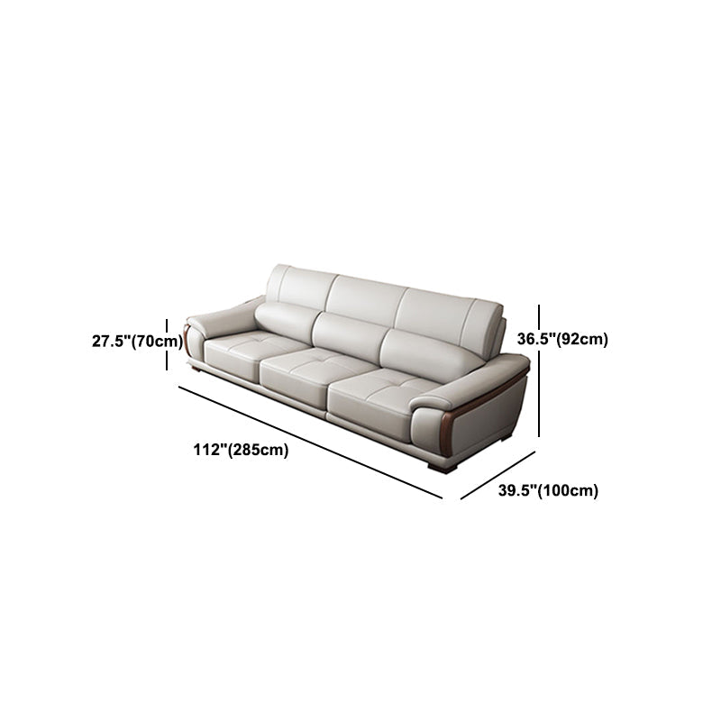 Nordic Style Sofa Bed Leather in Beige/grey/beige Cushioned Back Sofa