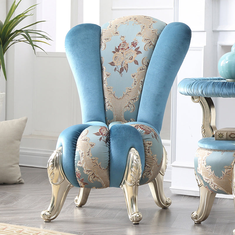 18.11"L x 18.11"W x 38.19"H Velvet Pillow Back Armless Chair Sky Blue Clearhalo 'Accent Chairs' 'accent_chairs' 'Chairs & Seating' 'furn' 'furn_accent_chairs' 'Furniture' 'Living Room Furniture' 5484779