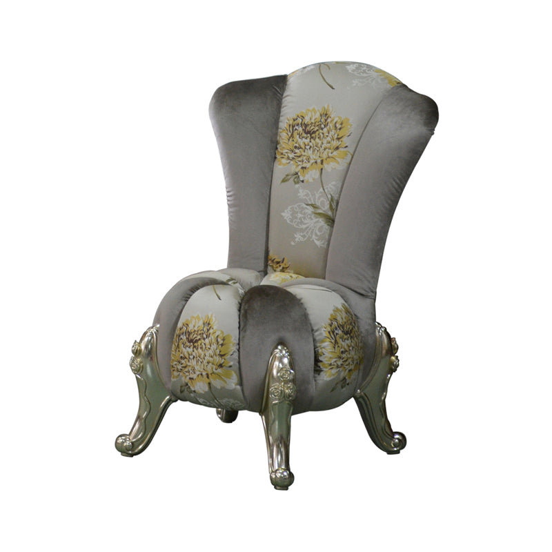 18.11"L x 18.11"W x 38.19"H Velvet Pillow Back Armless Chair Light Gray Clearhalo 'Accent Chairs' 'accent_chairs' 'Chairs & Seating' 'furn' 'furn_accent_chairs' 'Furniture' 'Living Room Furniture' 5484783