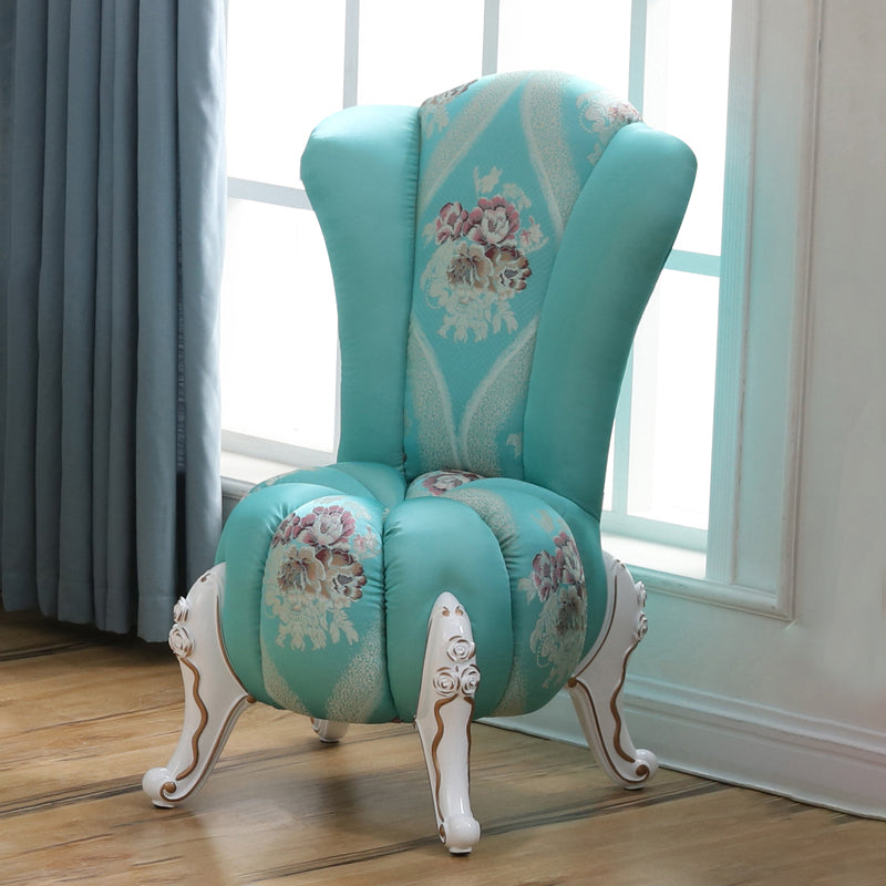 18.11"L x 18.11"W x 38.19"H Velvet Pillow Back Armless Chair Water Blue Clearhalo 'Accent Chairs' 'accent_chairs' 'Chairs & Seating' 'furn' 'furn_accent_chairs' 'Furniture' 'Living Room Furniture' 5484790