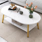 Modern Style Round/oval Wood-paneled 3/4 Leg Base with Storage Rack Coffee Table