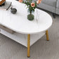 Modern Style Round/oval Wood-paneled 3/4 Leg Base with Storage Rack Coffee Table