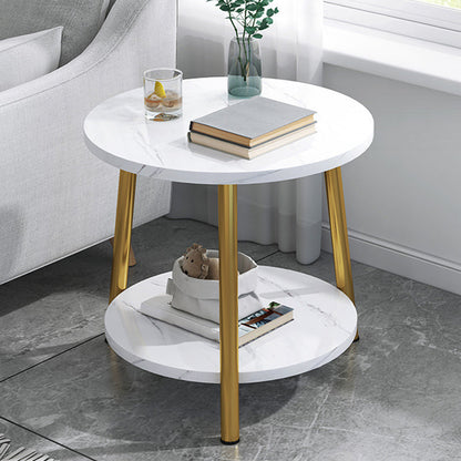 Modern Style Round/oval Wood-paneled 3/4 Leg Base with Storage Rack Coffee Table