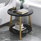 Modern Style Round/oval Wood-paneled 3/4 Leg Base with Storage Rack Coffee Table