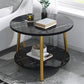 Modern Style Round/oval Wood-paneled 3/4 Leg Base with Storage Rack Coffee Table