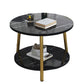 Modern Style Round/oval Wood-paneled 3/4 Leg Base with Storage Rack Coffee Table