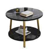 Modern Style Round/oval Wood-paneled 3/4 Leg Base with Storage Rack Coffee Table