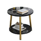 Modern Style Round/oval Wood-paneled 3/4 Leg Base with Storage Rack Coffee Table