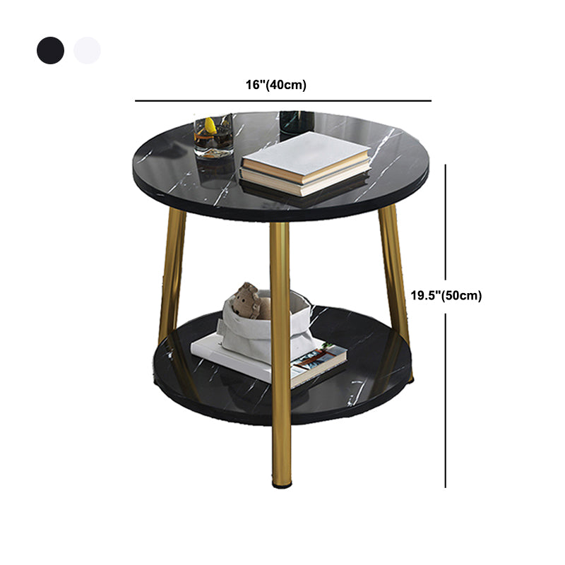 Modern Style Round/oval Wood-paneled 3/4 Leg Base with Storage Rack Coffee Table
