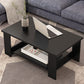 Mesa de centro rectangular moderna con estante de almacenamiento y 4 patas de madera