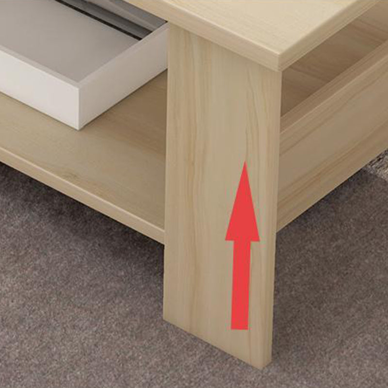 Mesa de centro rectangular moderna con estante de almacenamiento y 4 patas de madera