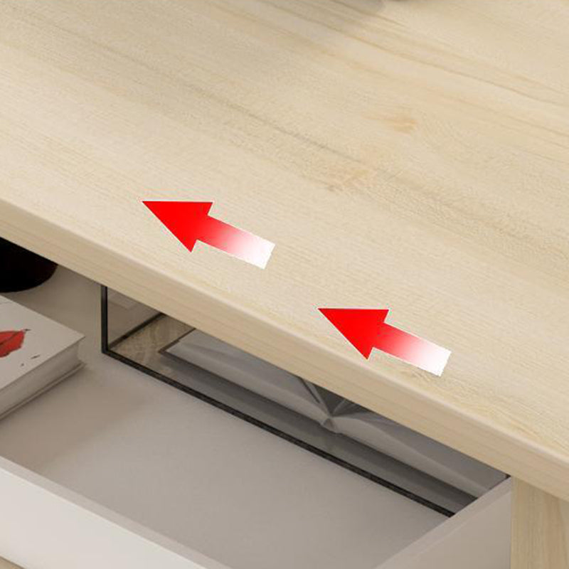 Mesa de centro rectangular moderna con estante de almacenamiento y 4 patas de madera