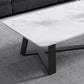 Rectangular Slate with Metal Cross Base Glam Style Coffee Table