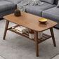 Base rectangulaire à 4 pieds en bois massif de style nordique, avec support de rangement, table basse