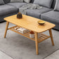 Base rectangulaire à 4 pieds en bois massif de style nordique, avec support de rangement, table basse