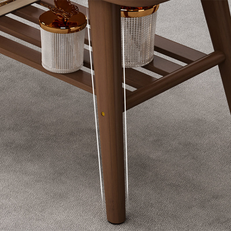 Base rectangulaire à 4 pieds en bois massif de style nordique, avec support de rangement, table basse