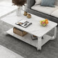 Glam Coffee Table with Cross Legs and Storage Shelf Cocktail Table 47"L x 24"W x 17"H White White Clearhalo 'Coffee & Accent Tables' 'Coffee Tables' 'coffee_tables' 'furn' 'furn_coffee_tables' 'Furniture' 'Living Room Furniture' 5485002