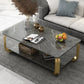 Glam Coffee Table with Cross Legs and Storage Shelf Cocktail Table Gold Gray Clearhalo 'Coffee & Accent Tables' 'Coffee Tables' 'coffee_tables' 'furn' 'furn_coffee_tables' 'Furniture' 'Living Room Furniture' 5485003