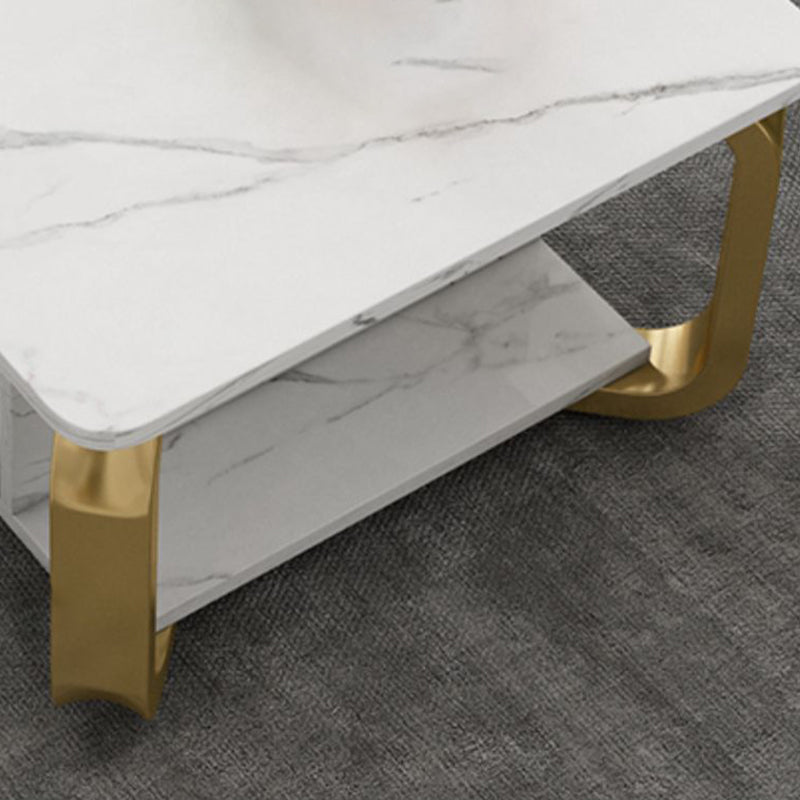 Glam Coffee Table with Cross Legs and Storage Shelf Cocktail Table Clearhalo 'Coffee & Accent Tables' 'Coffee Tables' 'coffee_tables' 'furn' 'furn_coffee_tables' 'Furniture' 'Living Room Furniture' 5485005