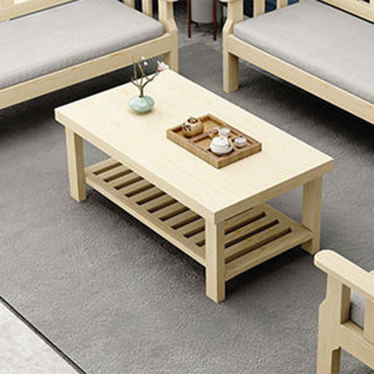 Nordic Style Coffee Table with Rectangular Solid Wood Base 4 Legs Clearhalo 'Coffee & Accent Tables' 'Coffee Tables' 'coffee_tables' 'furn' 'furn_coffee_tables' 'Furniture' 'Living Room Furniture' 5485017