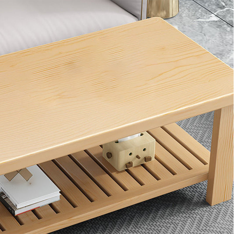 Nordic Style Coffee Table with Rectangular Solid Wood Base 4 Legs Clearhalo 'Coffee & Accent Tables' 'Coffee Tables' 'coffee_tables' 'furn' 'furn_coffee_tables' 'Furniture' 'Living Room Furniture' 5485020