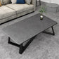 Glam Stone Coffee Table with Black Steel Base and Rectangle Top 47"L x 28"W x 18"H Gray Clearhalo 'Coffee & Accent Tables' 'Coffee Tables' 'coffee_tables' 'furn' 'furn_coffee_tables' 'Furniture' 'Living Room Furniture' 5485036