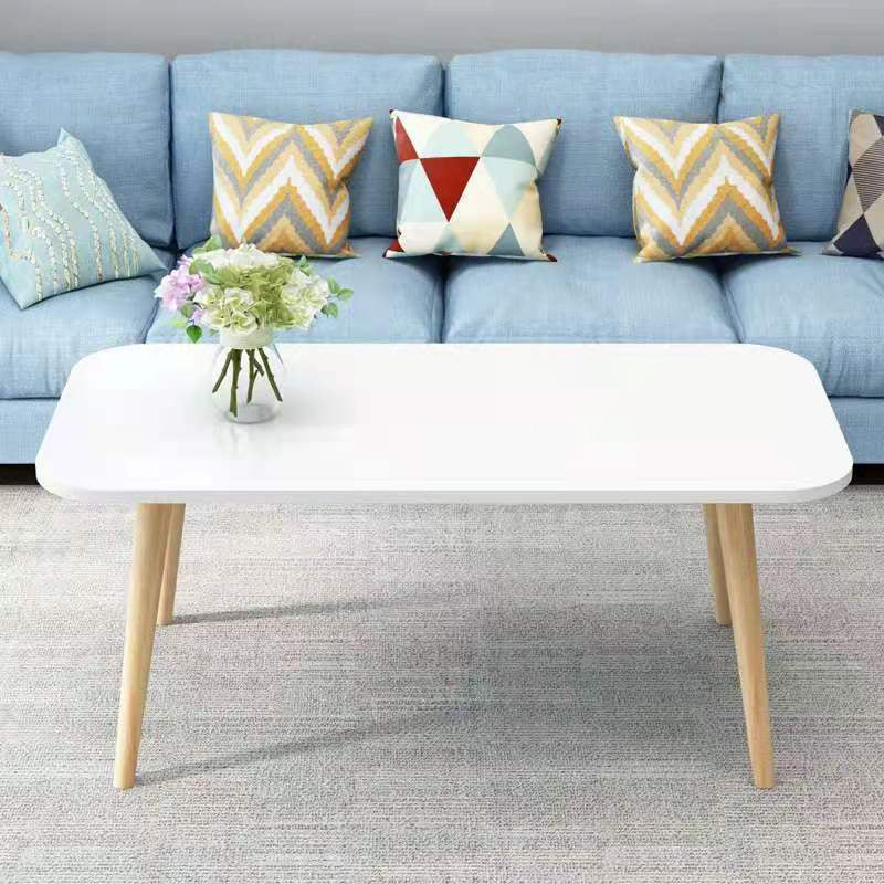 Contemporary Wooden Coffee Table with 4 Natural Legs and Rectangle Top White Clearhalo 'Coffee & Accent Tables' 'Coffee Tables' 'coffee_tables' 'furn' 'furn_coffee_tables' 'Furniture' 'Living Room Furniture' 5485094