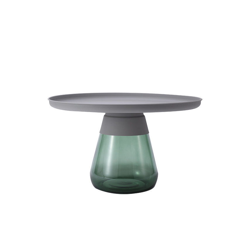 Mid-century Modern Style Round Metal Table with Glass Monopod Base Coffee Table 27.5"L x 27.5"W x 16.5"H Grey Green Clearhalo 'Coffee & Accent Tables' 'Coffee Tables' 'coffee_tables' 'furn' 'furn_coffee_tables' 'Furniture' 'Living Room Furniture' 5485133