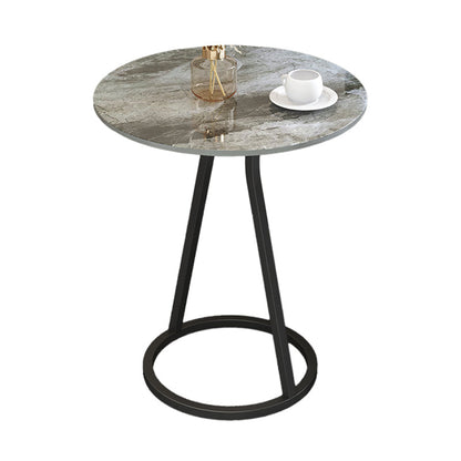 Modern 23.6" Tall Round Slate Top Side Table Iron Pedestal End Table 18"L x 18"W x 24"H Black-Gray 1 Clearhalo 'Coffee & Accent Tables' 'End & Side Tables' 'end_side_tables' 'furn' 'furn_end_side_tables' 'Furniture' 'Living Room Furniture' 5485204