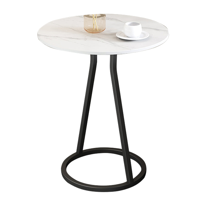 Modern 23.6" Tall Round Slate Top Side Table Iron Pedestal End Table 18"L x 18"W x 24"H Black White 1 Clearhalo 'Coffee & Accent Tables' 'End & Side Tables' 'end_side_tables' 'furn' 'furn_end_side_tables' 'Furniture' 'Living Room Furniture' 5485206
