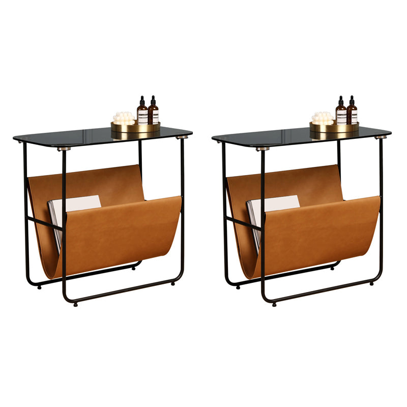 Tabella superiore in vetro rettangolare 26.38 "W x 14.96" D x 23.23 "TABELLO DI FINE H con scaffale