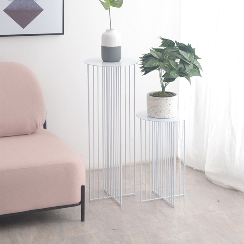 Mid-Century Modern Round Iron End Table Dia 11.81" Pedestal Side Table Clearhalo 'Coffee & Accent Tables' 'End & Side Tables' 'end_side_tables' 'furn' 'furn_end_side_tables' 'Furniture' 'Living Room Furniture' 5485296