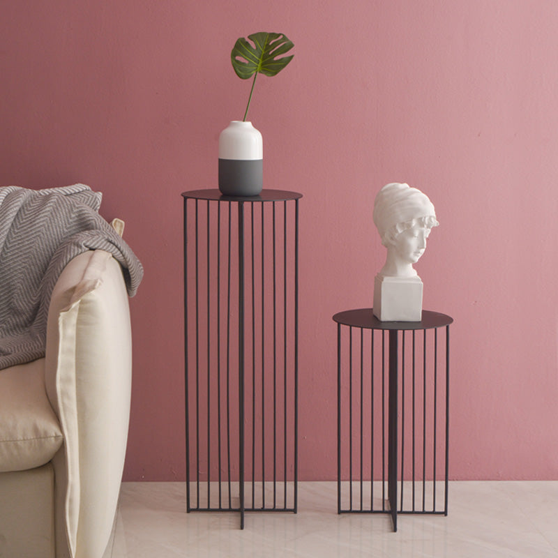 Mid-Century Modern Round Iron End Table Dia 11.81" Pedestal Side Table Clearhalo 'Coffee & Accent Tables' 'End & Side Tables' 'end_side_tables' 'furn' 'furn_end_side_tables' 'Furniture' 'Living Room Furniture' 5485299