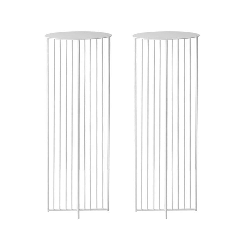 Mid-Century Modern Round Iron End Table Dia 11.81" Pedestal Side Table 12"L x 12"W x 31.5"H White 2 Clearhalo 'Coffee & Accent Tables' 'End & Side Tables' 'end_side_tables' 'furn' 'furn_end_side_tables' 'Furniture' 'Living Room Furniture' 5485300