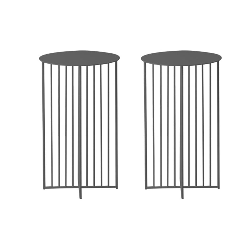 Mid-Century Modern Round Iron End Table Dia 11.81" Pedestal Side Table 12"L x 12"W x 20"H Black 2 Clearhalo 'Coffee & Accent Tables' 'End & Side Tables' 'end_side_tables' 'furn' 'furn_end_side_tables' 'Furniture' 'Living Room Furniture' 5485302